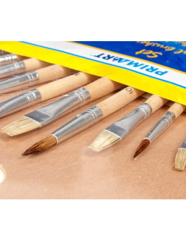 Prima Art Set: paleta din lemn pentru pictura si 12 pensule