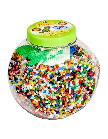 Set de 15000 margele si 3 plansete in borcan cu capac