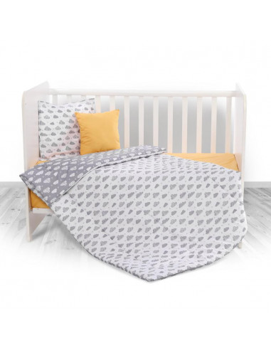 Set lenjerie pat 4 piese, bumbac ranforce, Grey