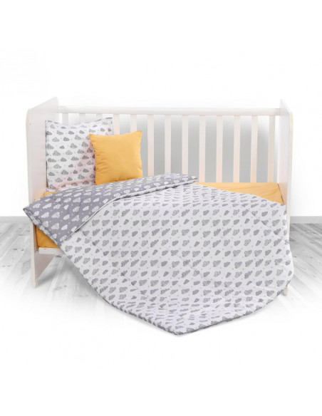 Set lenjerie pat 4 piese, bumbac ranforce, Grey