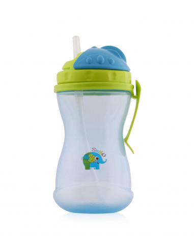 Cana sport anticurgere cu toarte si pai, 12 luni+, 400 ml