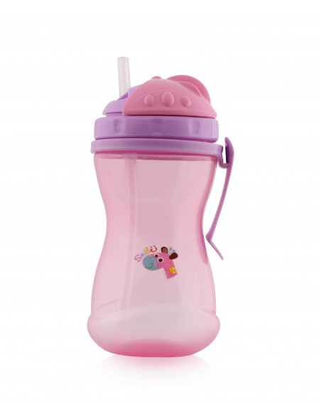 Cana sport anticurgere cu toarte si pai, 12 luni+, 400 ml