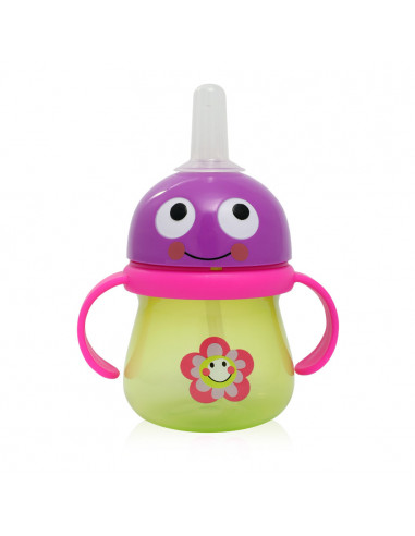 Cana cu 2 manere si pai, capac decorat, 250 ml, culori