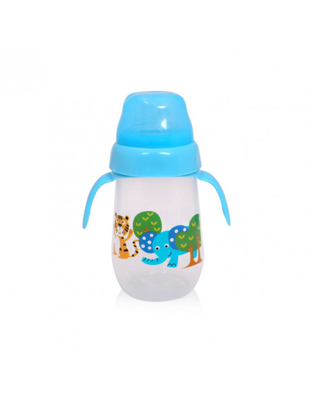 Biberon anticurgere cu toarte si gat larg 260 ml, culori