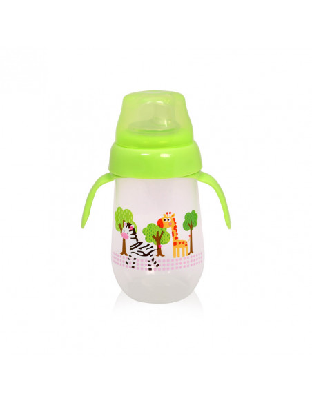 Biberon anticurgere cu toarte si gat larg 260 ml, culori