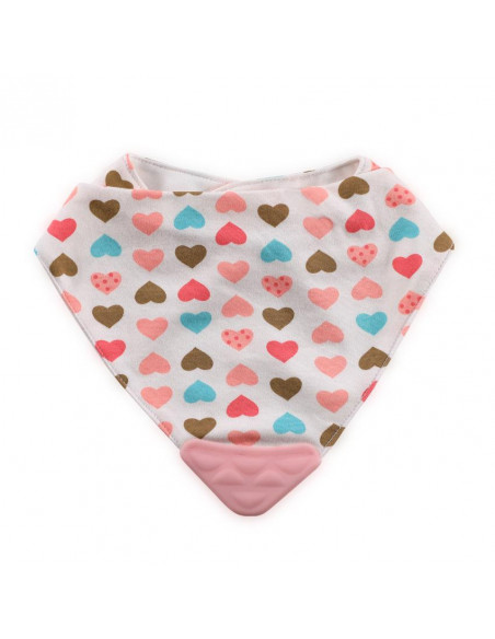 Baveta tip bandana, cu jucarie dentitie, bumbac, Imprimeuri