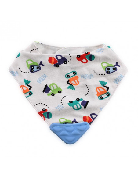 Baveta tip bandana, cu jucarie dentitie, bumbac, Imprimeuri