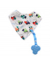 Baveta tip bandana, cu snur si jucarie dentitie, bumbac