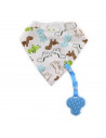 Baveta tip bandana, cu snur si jucarie dentitie, bumbac