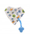 Baveta tip bandana, cu snur si jucarie dentitie, bumbac