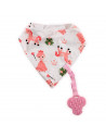 Baveta tip bandana, cu snur si jucarie dentitie, bumbac