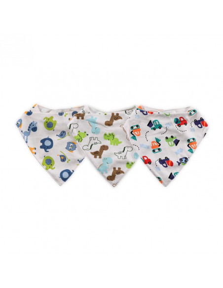Set 3 bavete tip bandana, bumbac, Imprimeuri Colorate,1026019 Set 3 bavete tip bandana, bumbac, Imprimeuri Colorate,1026019