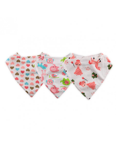 Set 3 bavete tip bandana, bumbac, Imprimeuri Colorate,1026019 Set 3 bavete tip bandana, bumbac, Imprimeuri Colorate,1026019