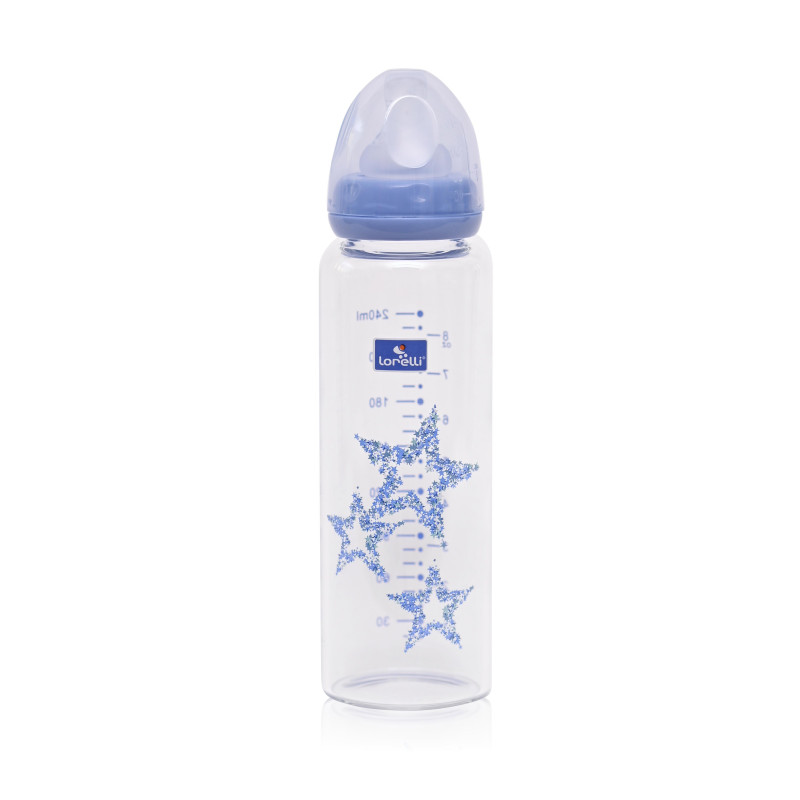 Biberon din sticla cu tetina anticolici, 240 ml, culori