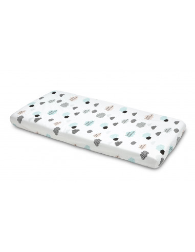 Cearsaf imprimat de bumbac cu elastic Sensillo Plush Karo