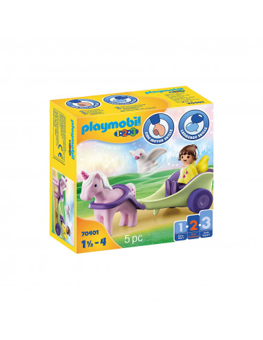 Playmobil - 1.2.3 Zana Cu Trasura Si Unicorn,70401