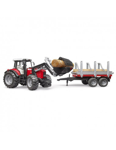 Bruder - Tractor Massey Ferguson 7480 Cu Incarcator Frontal Si