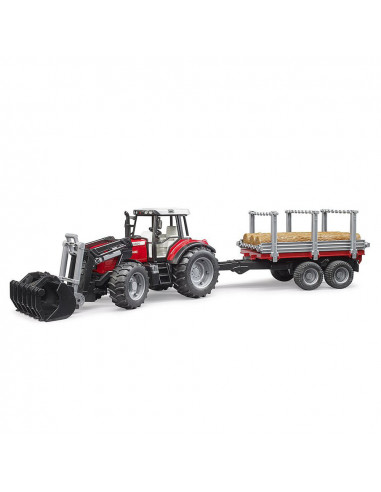 Bruder - Tractor Massey Ferguson 7480 Cu Incarcator Frontal Si