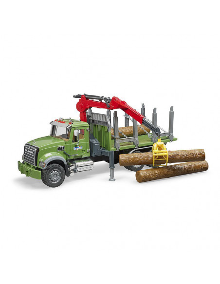 Bruder - Camion Lemne Mack Granite Cu Macara De Incarcare