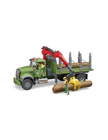 Bruder - Camion Lemne Mack Granite Cu Macara De Incarcare