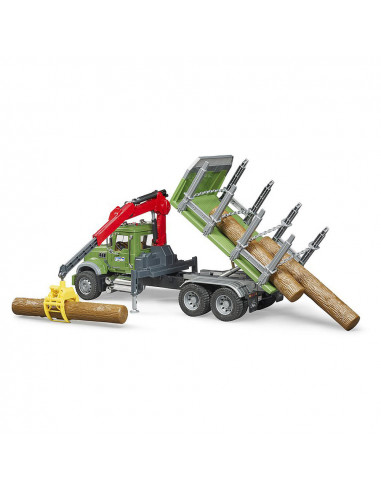 Bruder - Camion Lemne Mack Granite Cu Macara De Incarcare
