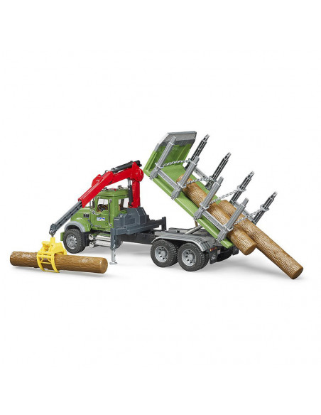Bruder - Camion Lemne Mack Granite Cu Macara De Incarcare