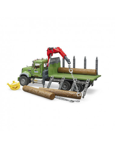 Bruder - Camion Lemne Mack Granite Cu Macara De Incarcare