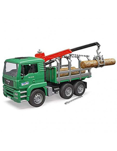 Bruder - Camion Lemne Man Tga Cu Macara De Incarcare Si 3