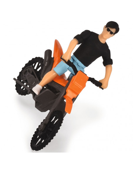 Set Dickie Toys Country Trail 2 masinute, motocicleta, figurina