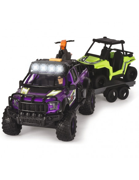 Set Dickie Toys Country Trail 2 masinute, motocicleta, figurina
