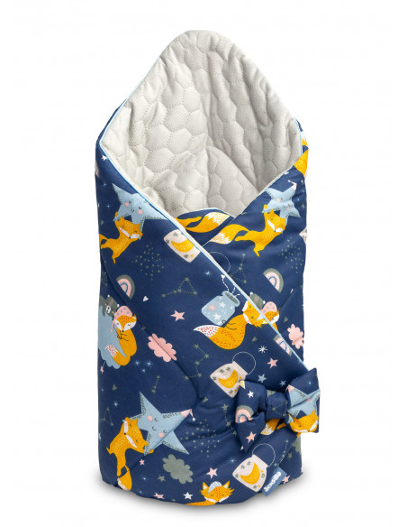 Paturica nou-nascut Sensillo Velvet Wrap Albastra Vulpi 75x75