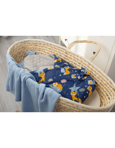 Paturica nou-nascut Sensillo Velvet Wrap Albastra Vulpi 75x75