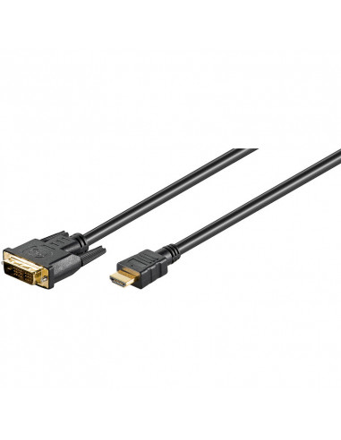 Cablu aurit HDMI tata la DVI tata, 2 m, Goobay,51580