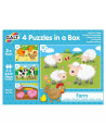 Set 4 puzzle-uri Animale de la ferma (4, 6, 8, 12 piese),1003913
