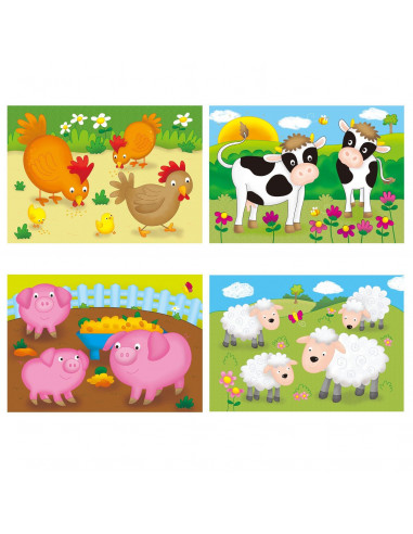 Set 4 puzzle-uri Animale de la ferma (4, 6, 8, 12 piese),1003913