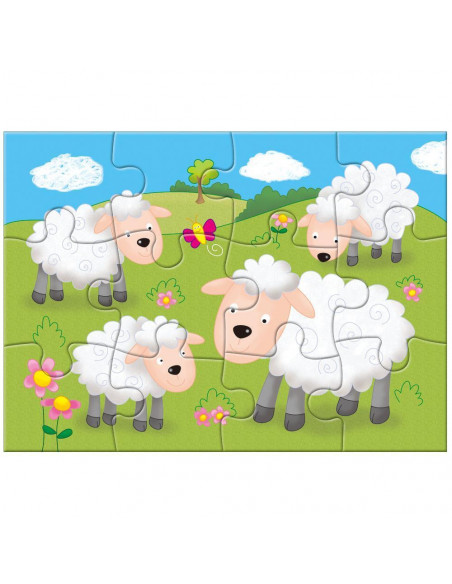 Set 4 puzzle-uri Animale de la ferma (4, 6, 8, 12 piese),1003913