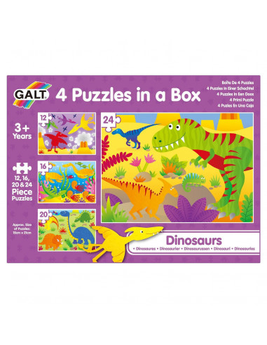 Set 4 puzzle-uri Dinozauri (12, 16, 20, 24 piese),1004735
