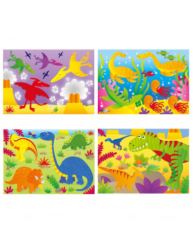 Set 4 puzzle-uri Dinozauri (12, 16, 20, 24 piese),1004735