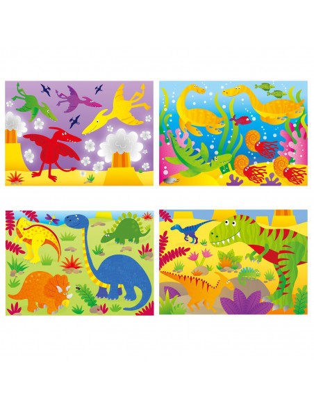 Set 4 puzzle-uri Dinozauri (12, 16, 20, 24 piese),1004735