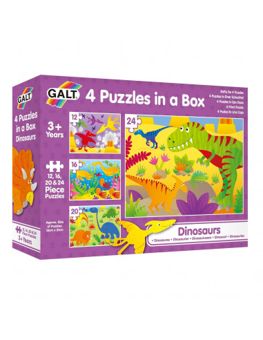 Set 4 puzzle-uri Dinozauri (12, 16, 20, 24 piese),1004735