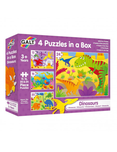 Set 4 puzzle-uri Dinozauri (12, 16, 20, 24 piese),1004735