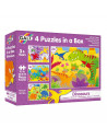 Set 4 puzzle-uri Dinozauri (12, 16, 20, 24 piese),1004735