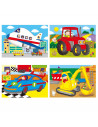 Set 4 puzzle-uri Vehicule (4, 6, 8, 12 piese),1004009