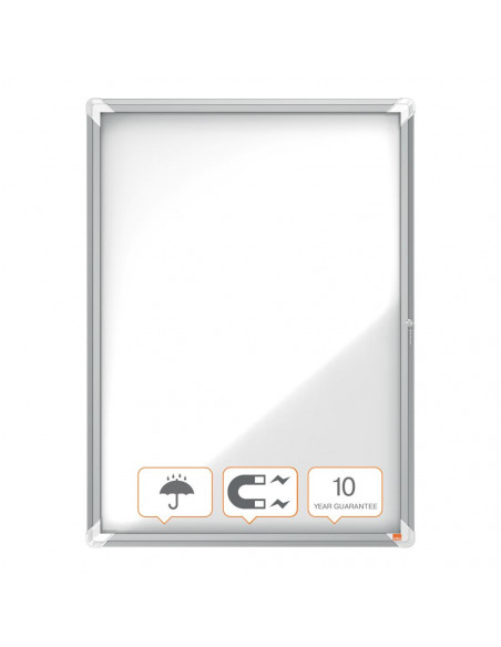 Avizier NOBO Premium Plus, exterior, otel emailat, 9x A4, cu