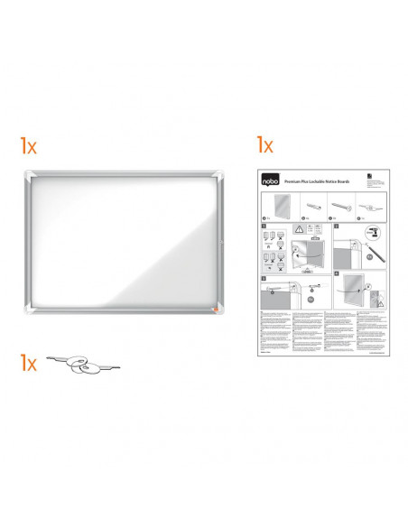 Avizier NOBO Premium Plus, exterior, otel emailat, 9x A4, cu