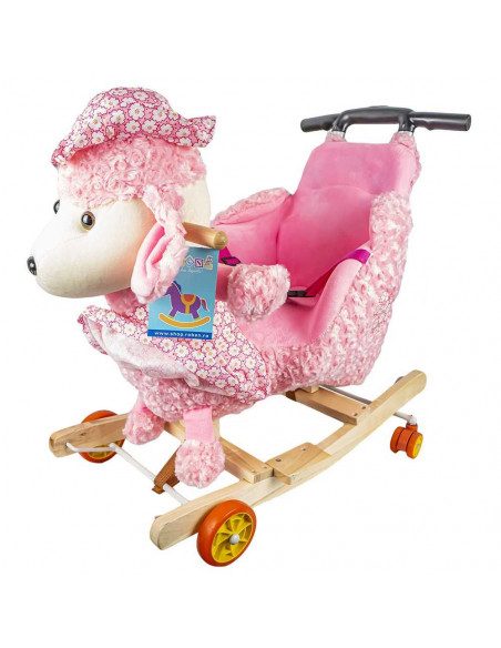 Balansoar pentru bebelusi, Catel, lemn + plus, roz, cu