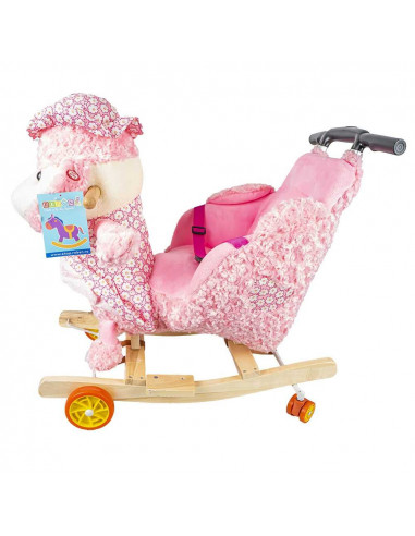 Balansoar pentru bebelusi, Catel, lemn + plus, roz, cu