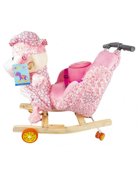 Balansoar pentru bebelusi, Catel, lemn + plus, roz, cu