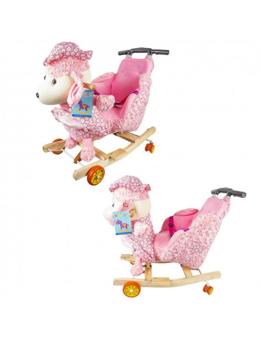 Balansoar pentru bebelusi, Catel, lemn + plus, roz, cu