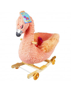 Balansoar pentru bebelusi, Flamingo, lemn + plus, cu rotile